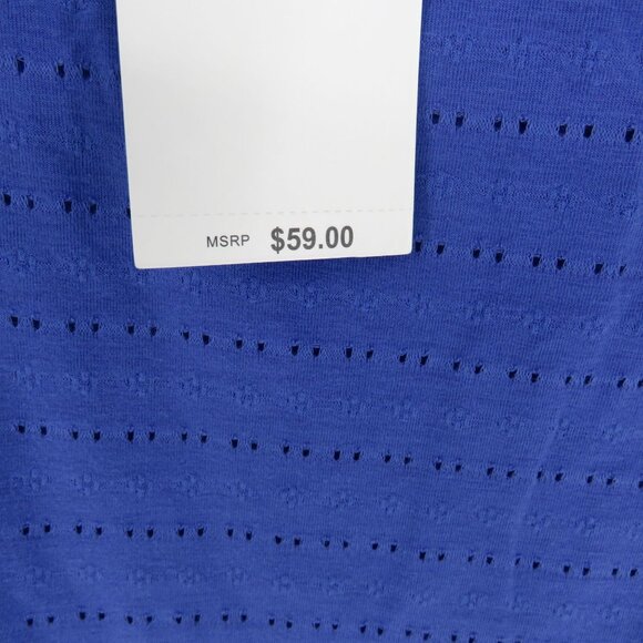Rafaella Women's Short Sleeve Holey Moley Blue Tee M NWT $59 - Picture 5 of 6